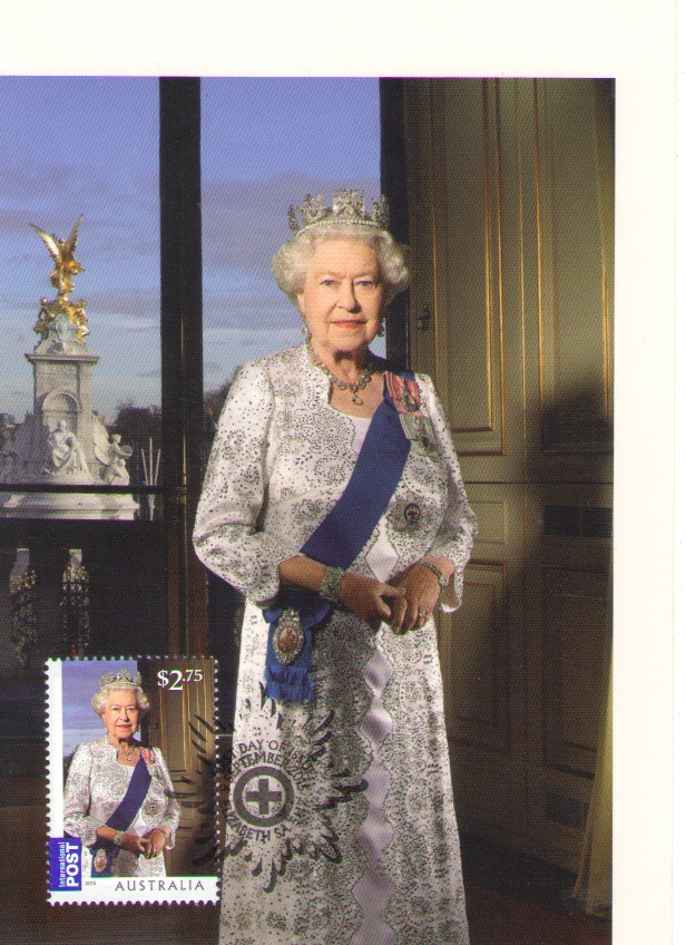 HRH Queen Elizabeth II, 2012, Photograph by John Swanell, Camera Press London. A Maximum card by Australia Post, Issued 9 September 2015, Mint.